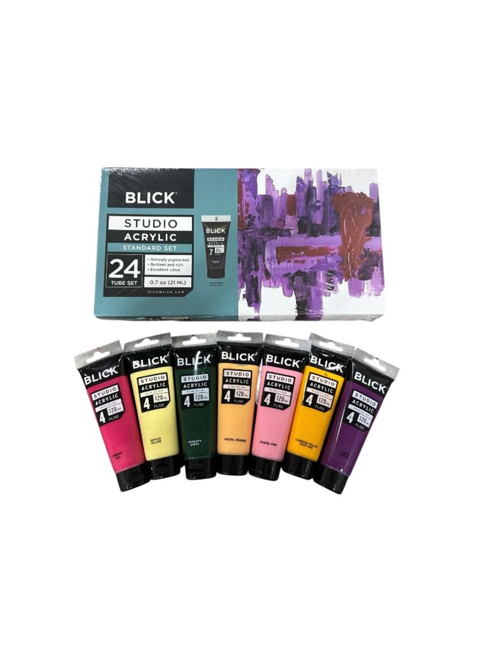 Blick Studio Acrylic Paint Set 24 Tubes (0.7 Oz Each) & 7 Large Tubes (4 Fl Oz E